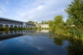 September morning at the monastery pond. Tikhvin Mother of God Assumption Monastery, Russia Royalty Free Stock Photo