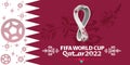 4 September 2019, Moscow, Russia. Vector illustration on background logo of the FIFA world Cup 2022, which will be held in Qatar,