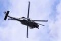 September 7, 2019 Mountain View / CA / USA -  Military helicopter performing search and rescue training exercises around Moffett Royalty Free Stock Photo