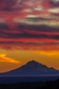 September 1, 2016, Mt Redoubt Volcano at Skilak Lake, spectacular sunset with extinct volcano in view, Alaska, the Aleutian Mounta Royalty Free Stock Photo