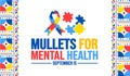 September is Mullets For Mental Health Month background template. Holiday concept. background, banner, placard,