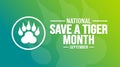 September is National Save a Tiger Month background template. Holiday concept. background, banner