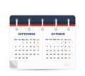 September October 2021 - Calendar Icon - Double Calendar Royalty Free Stock Photo