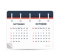 September October 2020 - Calendar Icon - Double Calendar