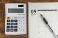 September organizer with calculator Royalty Free Stock Photo