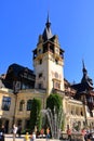 September 12 2021 - Peles in Romania: Peles castle Sinaia in autumn season, Transylvania, Romania protected by Unesco World Royalty Free Stock Photo