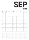 September 2018 planner calendar vector illustration