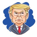 September 2019. President of USA - Donald Trump with angry face expression. Cartoon President Donald Trump caricature