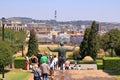 September 29 2022 - Pretoria, South Africa: People around the Nelson Mandela statue on his square in front of Union Buildings in Royalty Free Stock Photo