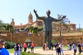 September 29 2022 - Pretoria, South Africa: People around the Nelson Mandela statue on his square in front of Union Buildings in Royalty Free Stock Photo