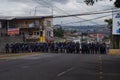 Police line Honduras protest against corruption and reelection oh Juan Orlando Hernandez 2018 september