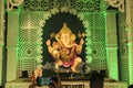 02 September 2022, Pune, Maharashtra, India, Beautiful idol of Lord Ganesh installed by Guruji Talim Ganpati during Ganesh