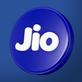 September 2, 2023. Reliance Jio Infocomm Limited logo, Jio, is an Indian mobile network operator. Blue Logo 3D Illustration