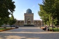 Turquoise dome,the portal,the mausoleum of Imam al Bukhari in Samarkand, Uzbekistan