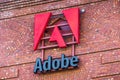 September 20, 2019 San Francisco / CA / USA - Close up of Adobe sign at their corporate headquarters in San Francisco
