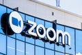 September 3, 2019 San Jose / CA / USA - Close up of Zoom sign at their HQ in Silicon Valley; Zoom Video Communications is a