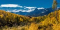 September 28, 2016 - San Juan Mountains In Autumn, near Ridgway Colorado - off Hastings Mesa, dirt road to Telluride, CO Royalty Free Stock Photo