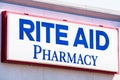 September 12, 2019 Santa Clara / CA / USA - Close up of Rite Aid pharmacy logo; Rite Aid Corporation is the third largest