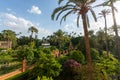 September 9, 2019, Sevilla, Andalusia, Spain, beautiful green gardens in moorish palace Alcazar Royalty Free Stock Photo