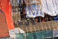 September 7 2021 - Sighisoara, Romania: Construction workers working at the restoration of Monastery Church Biserica