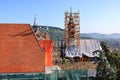 September 7 2021 - Sighisoara, SchÃ¯Â¿Â½Ã¯Â¿Â½burg, Romania: Construction workers at the restoration of Monastery Church Biserica