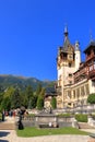 September 12 2021 - Sinaia in Romania: Peles castle Sinaia in autumn season, Transylvania, Romania protected by Unesco World Royalty Free Stock Photo