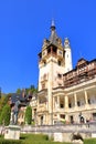 September 12 2021 - Sinaia in Romania: Peles castle Sinaia in autumn season, Transylvania, Romania protected by Unesco World Royalty Free Stock Photo