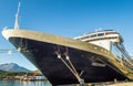 September 15, 2018 - Skagway, AK: Bow and hull of The Volendam cruise ship.