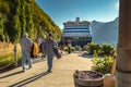 September 15, 2018 - Skagway, AK: Passengers returning on foot to cruise ships. Royalty Free Stock Photo