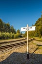 September 15, 2018 - Skagway, AK: Skagway Junction signpost along the White Pass and Yukon Route rail line.