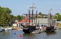 Columbus ships Nina and Pinta in South Haven harbor