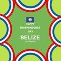 September 21st Happy Independence Day of Belize poster. flag and bold text. Unique design with frame border in flag colors 2022.