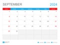 September 2024 template-Calendar 2024 design , Desk Calendar 2024 template, Planner simple, Week starts Sunday, Stationery, Wall