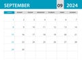 September 2024 template - Calendar 2024 template vector, planner monthly design, Desk calendar 2024, Wall calendar design, Minimal