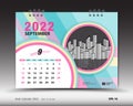 Calendar 2022 template-September month layout, Desk calendar 2022 year, calendar Planner design, wall calendar