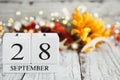 September 28th Calendar Blocks with Autumn Decorations