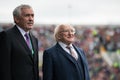 Ireland President Michael D. Higgins at Pairc Ui Chaoimh pitch for the Liam Miller Tribute match