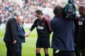 Ireland President Michael D. Higgins greets Roy Keane at Pairc Ui Chaoimh pitch for the Liam Miller Tribute match