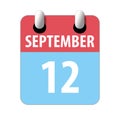 september 12th. Day 12 of month,Simple calendar icon on white background. Planning. Time management. Set of calendar icons for web