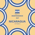 September 15th Happy Independence Day of Nicaragua poster design with flag and bold text. Unique design with frame border 2023