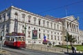 Lisbon, Portugal: Parliament building in Lisbon with historic tram