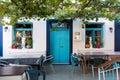 September 13th 2022 - Mathraki, Greece - Traditional cafeteria-tavern-grocery store in the village of Mathraki island, Greece