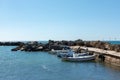 September 13th 2022 - Mathraki, Greece - Picturesque gulf with a small dock in Mathraki island, Grece