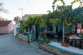 September 13th 2022 - Mathraki, Greece - Traditional cafeteria-tavern-grocery store in the village of Mathraki island, Greece