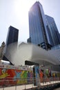 September 11th memorial with Skyscraper in lower Manhattan. New York City. USA Royalty Free Stock Photo