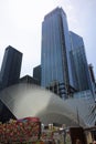 September 11th memorial with Skyscraper in lower Manhattan. New York City Royalty Free Stock Photo