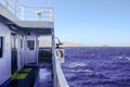 2018 September 18th, Syros ferryboat, Greece. Wind can be extremely strong on the Aegean sea. When is more than 70Km/h also big f