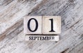 September 01th, wooden calendar background