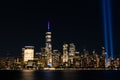 September 11 Tribute In Light Art Installation in the Lower Manhattan New York City Skyline at Night