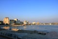 September 13 2021 - Tulcea in Romania:: View of the harbour area and Skyline of Tulcea Danube Delta Royalty Free Stock Photo